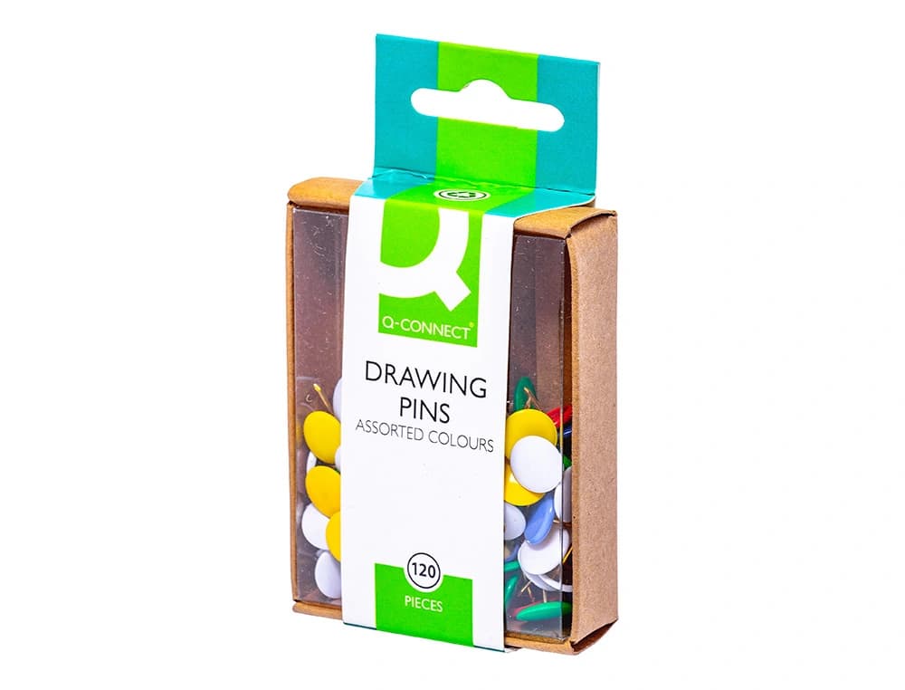 Chincheta q-connect colores surtidos caja de 120 unidades