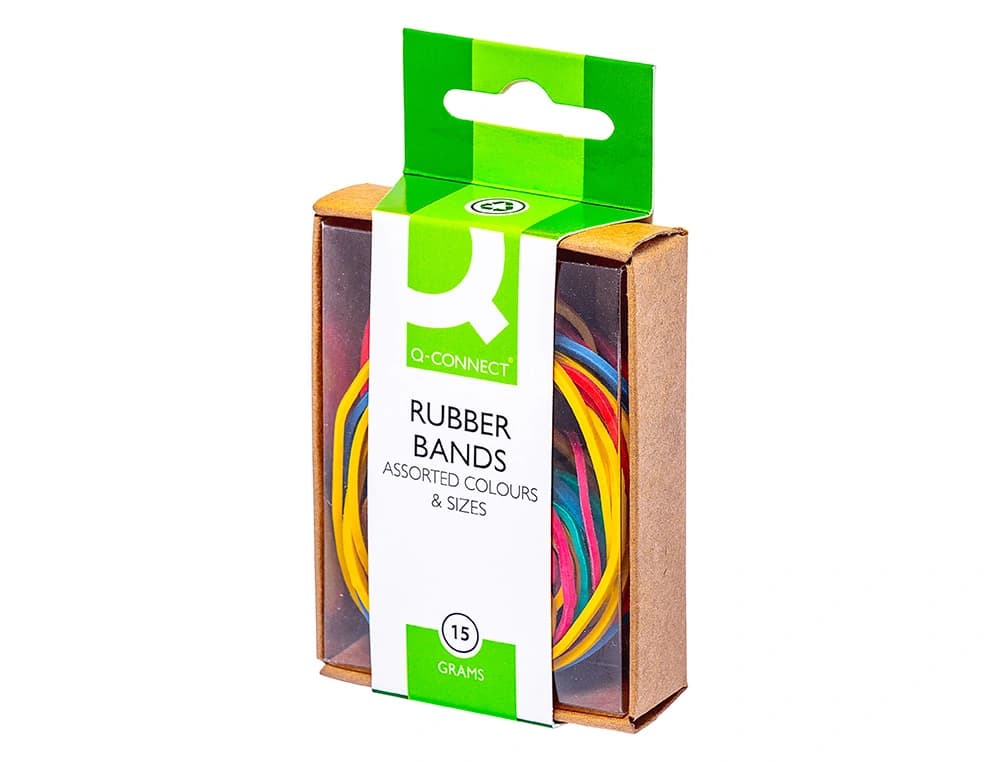 Gomillas elasticas colores q-connect caja de 15 gr