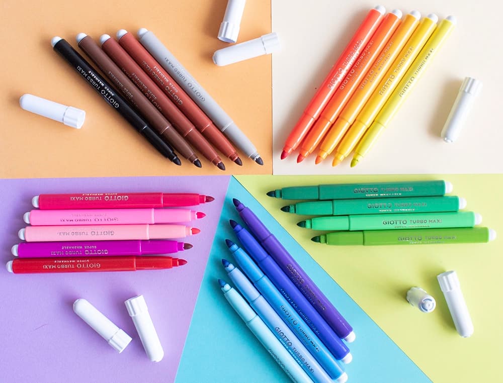 Rotulador giotto turbo maxi caja de 24 colores lavables con punta bloqueada