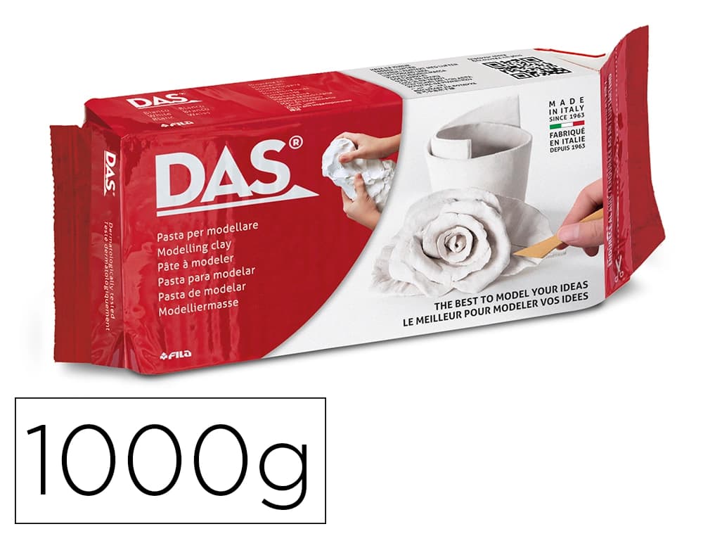 Pasta de modelar DAS de secado al aire, 500 g y 1 kg en 2 colores · 1 kg · Blanca