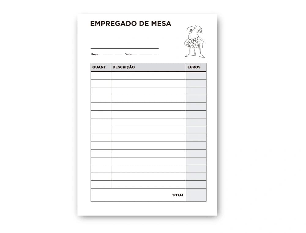 Talonario liderpapel camarero octavo sin iva 102 texto en portugues