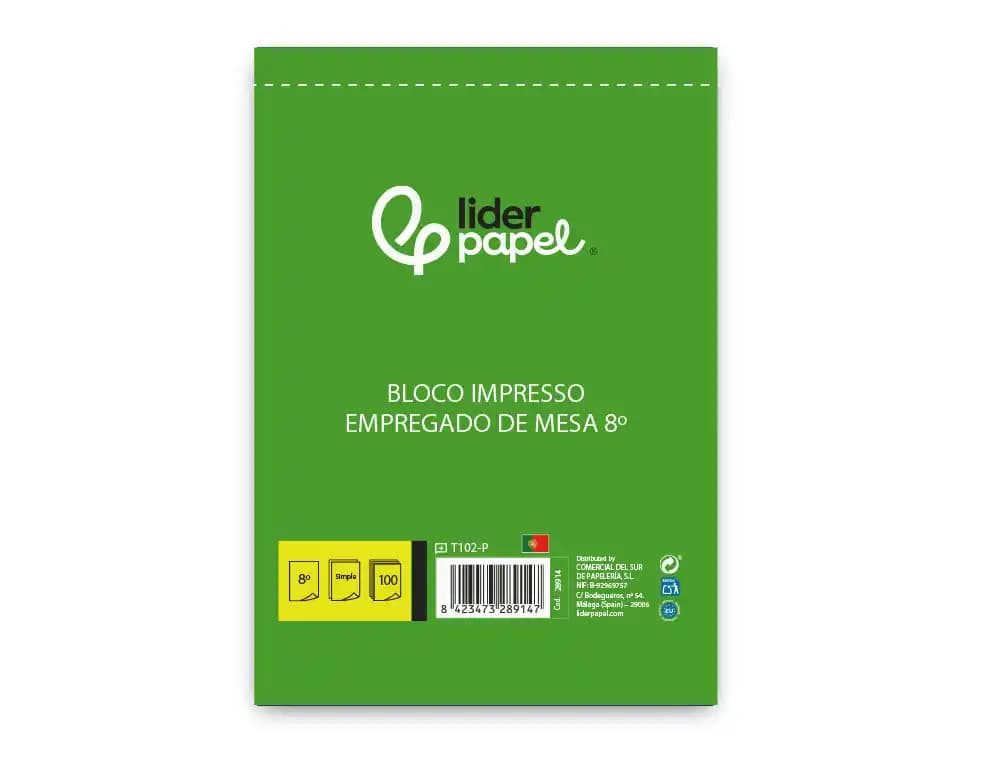Talonario liderpapel camarero octavo sin iva 102 texto en portugues