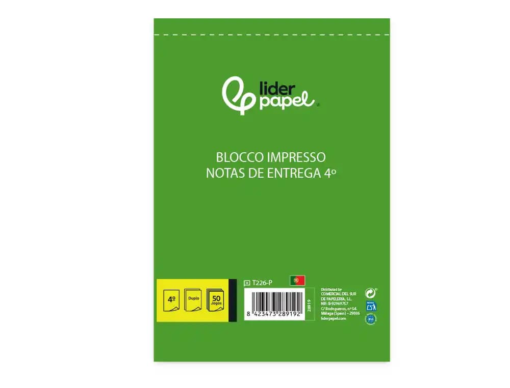 Talonario liderpapel entregas cuarto 226 duplicado -texto en portugues