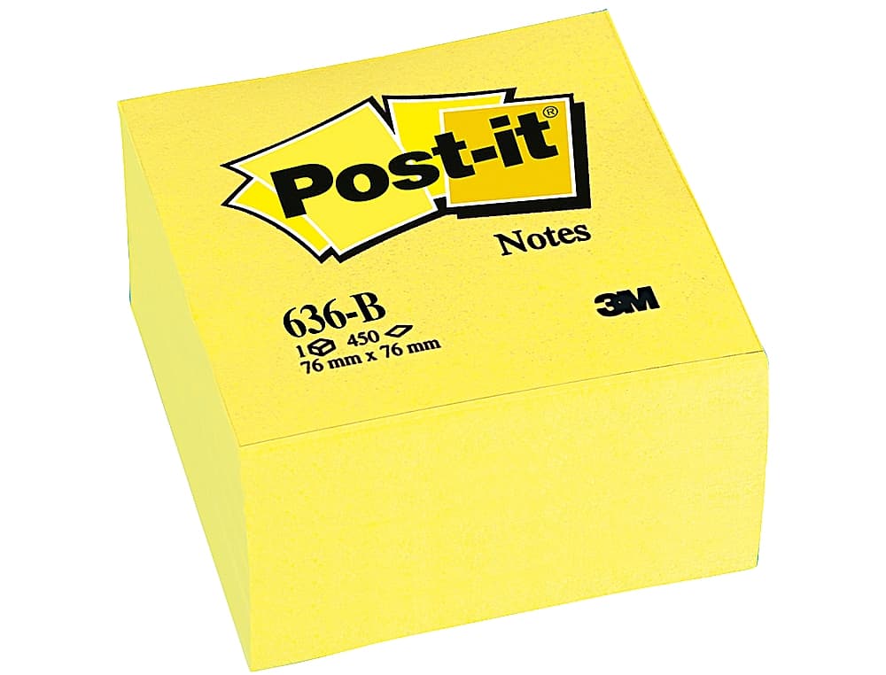 Bloc de notas adhesivas quita y pon post-it 76x76 mm cubo 450 hojas