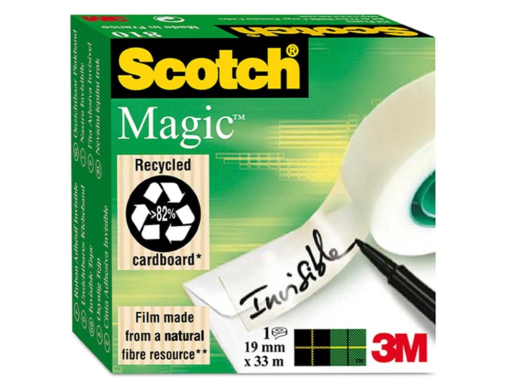 Cinta adhesiva scotch magic invisible 33 mt x 19 mm pack de 6 unidades