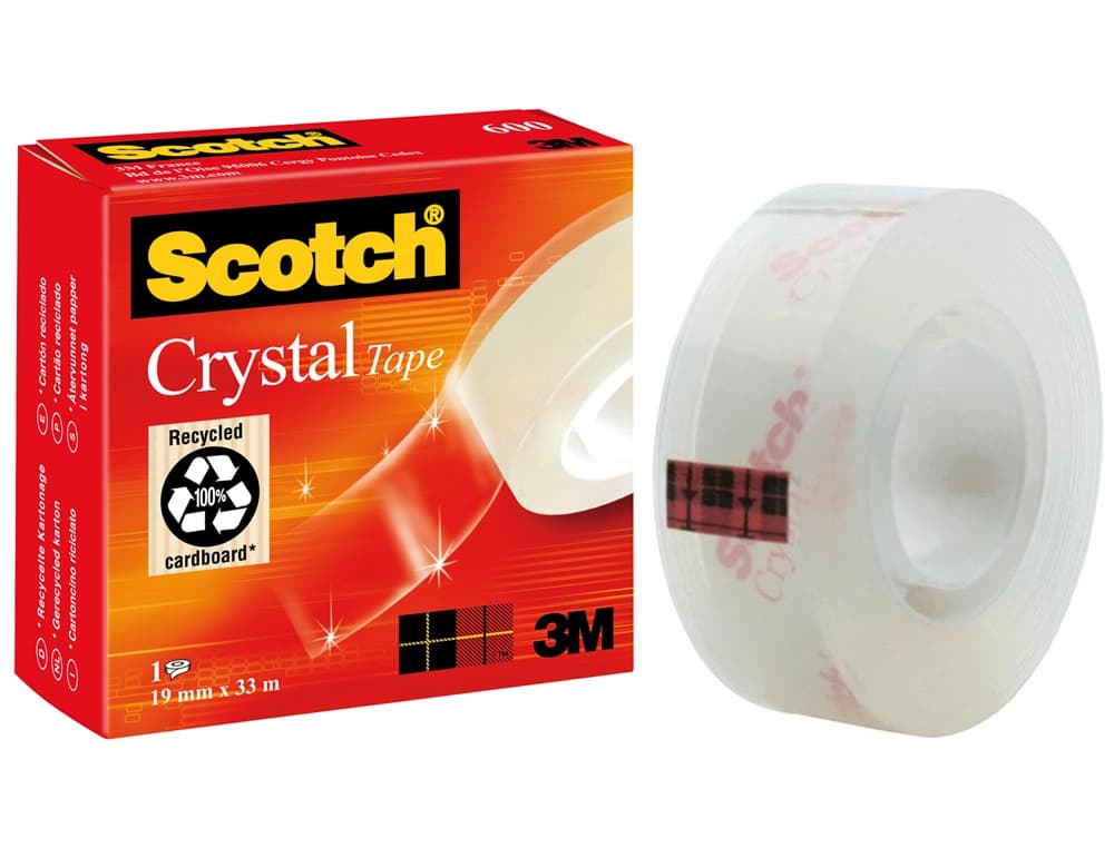 Cinta adhesiva scotch supertransparente 33 mt x 19 mm 600/1933ci