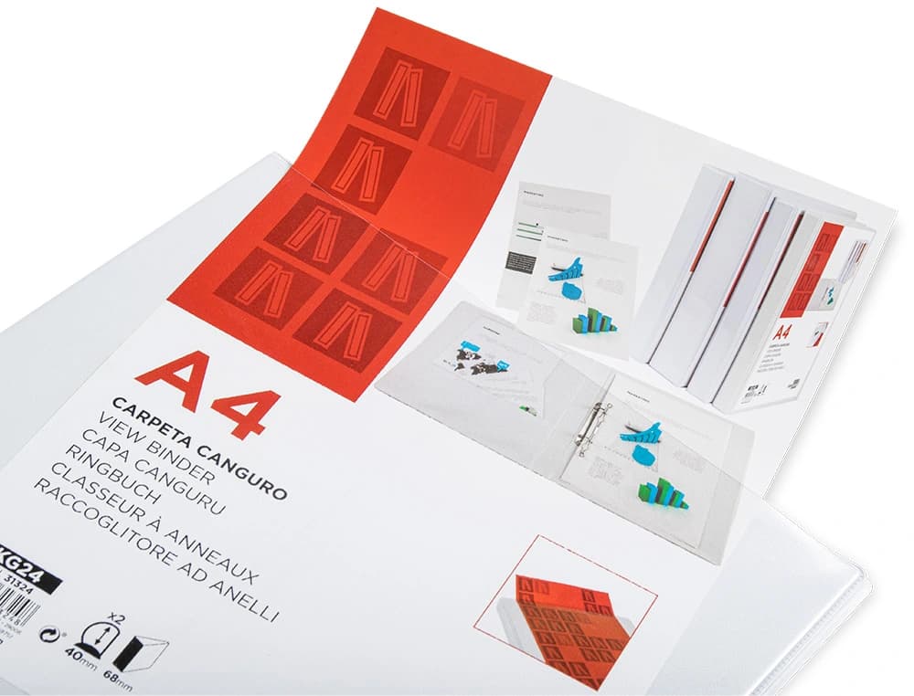 Carpeta canguro 2 anillas mixtas 40mm liderpapel a4 plastico color blanco