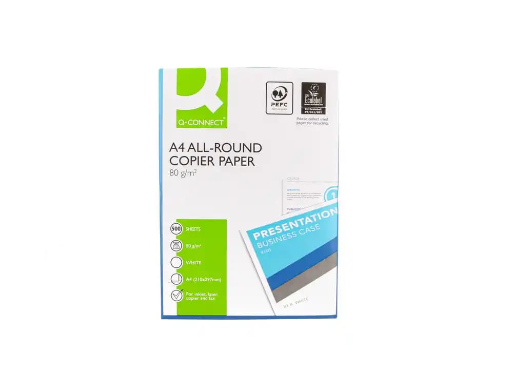 Papel para fotocopiadora Q-Connect Economy de 80 g, paquete de 500 hojas – Blanco