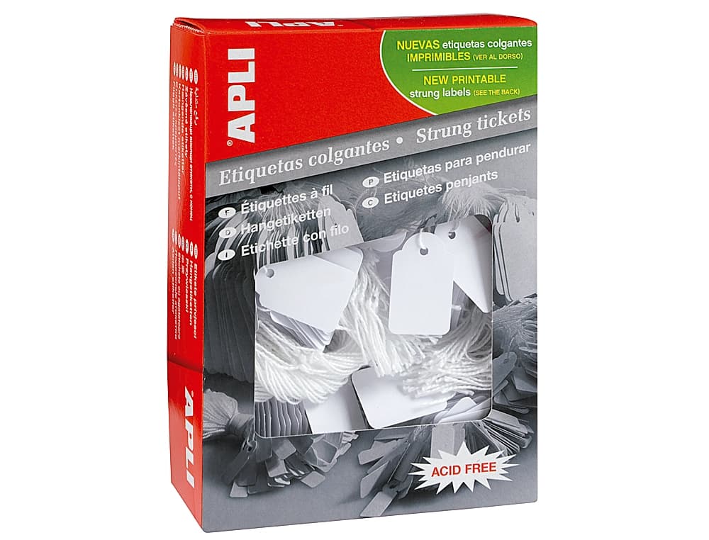 Etiquetas colgantes apli 384 9x24 mm caja de 1000 unidades