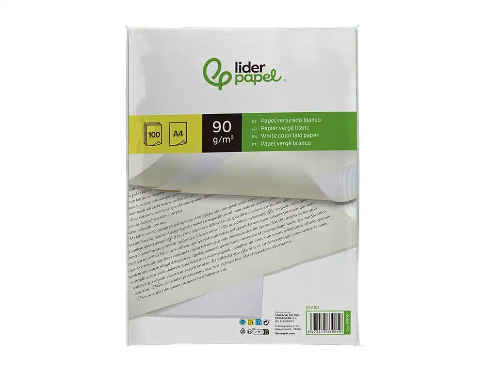 Papel verjurado liderpapel paquete de 100 hojas