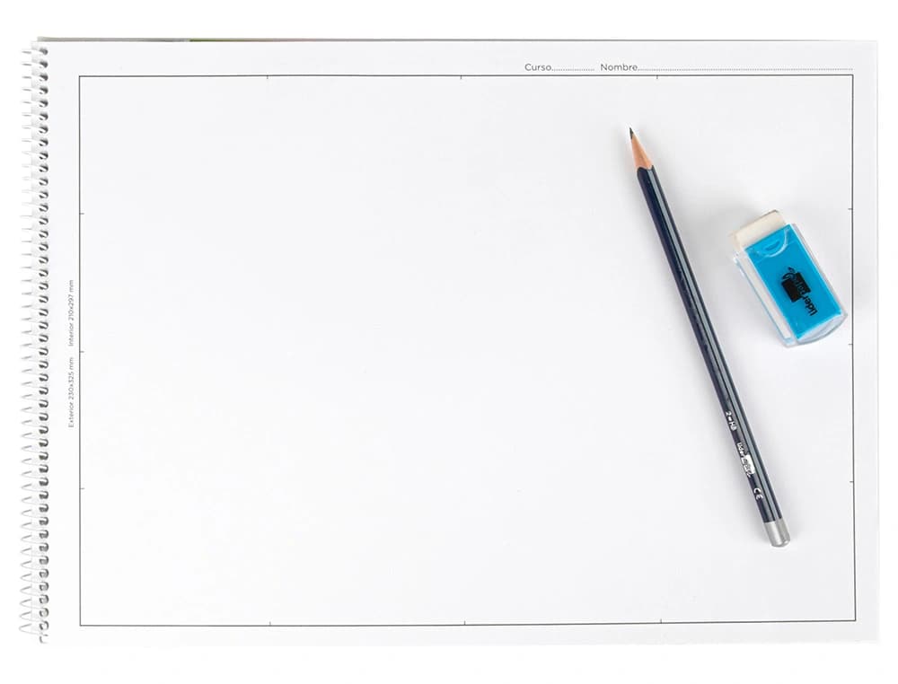 Bloc dibujo liderpapel escolar espiral 230x325mm 20 hojas 90 gr/m2 con recuadro