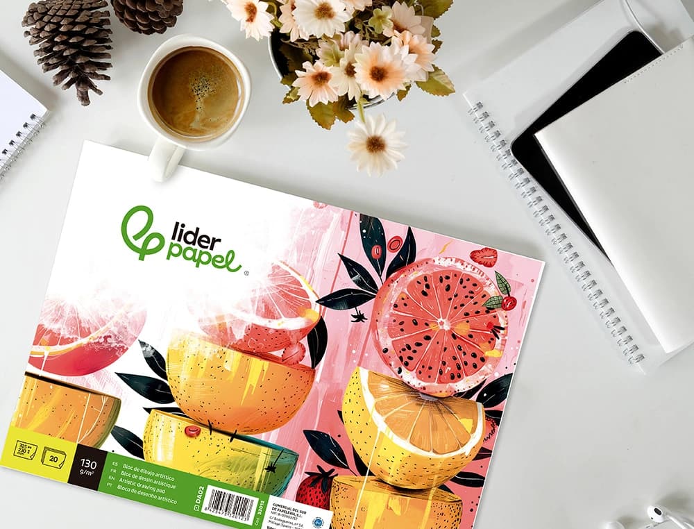 Bloc dibujo liderpapel artistico encolado 230x325mm 20 hojas 130g/m2 sin recuadro