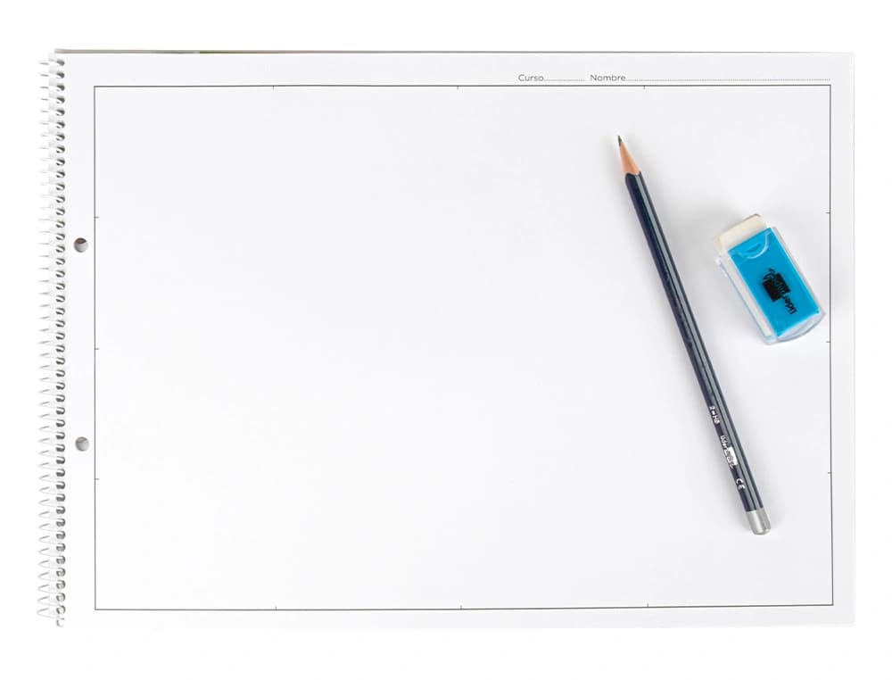 Bloc dibujo liderpapel lineal espiral 230x325mm 20 hojas 130gr/m2 con recuadro 2 taladros perforado