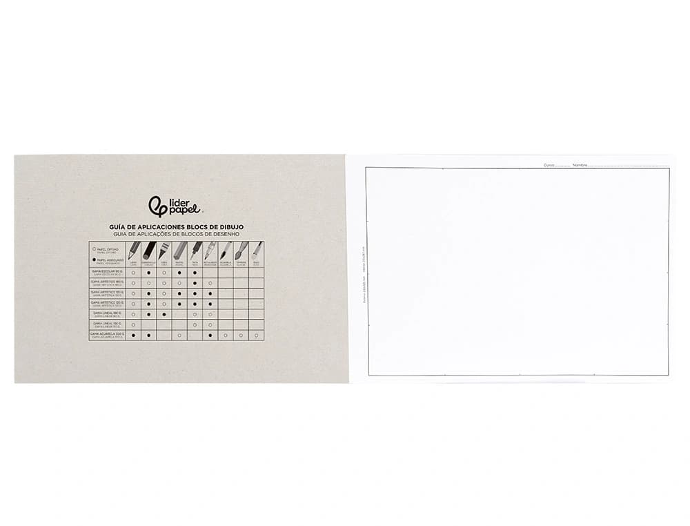 Bloc dibujo liderpapel lineal encolado 230x325mm 20 hojas 130 gr/m2 con recuadro
