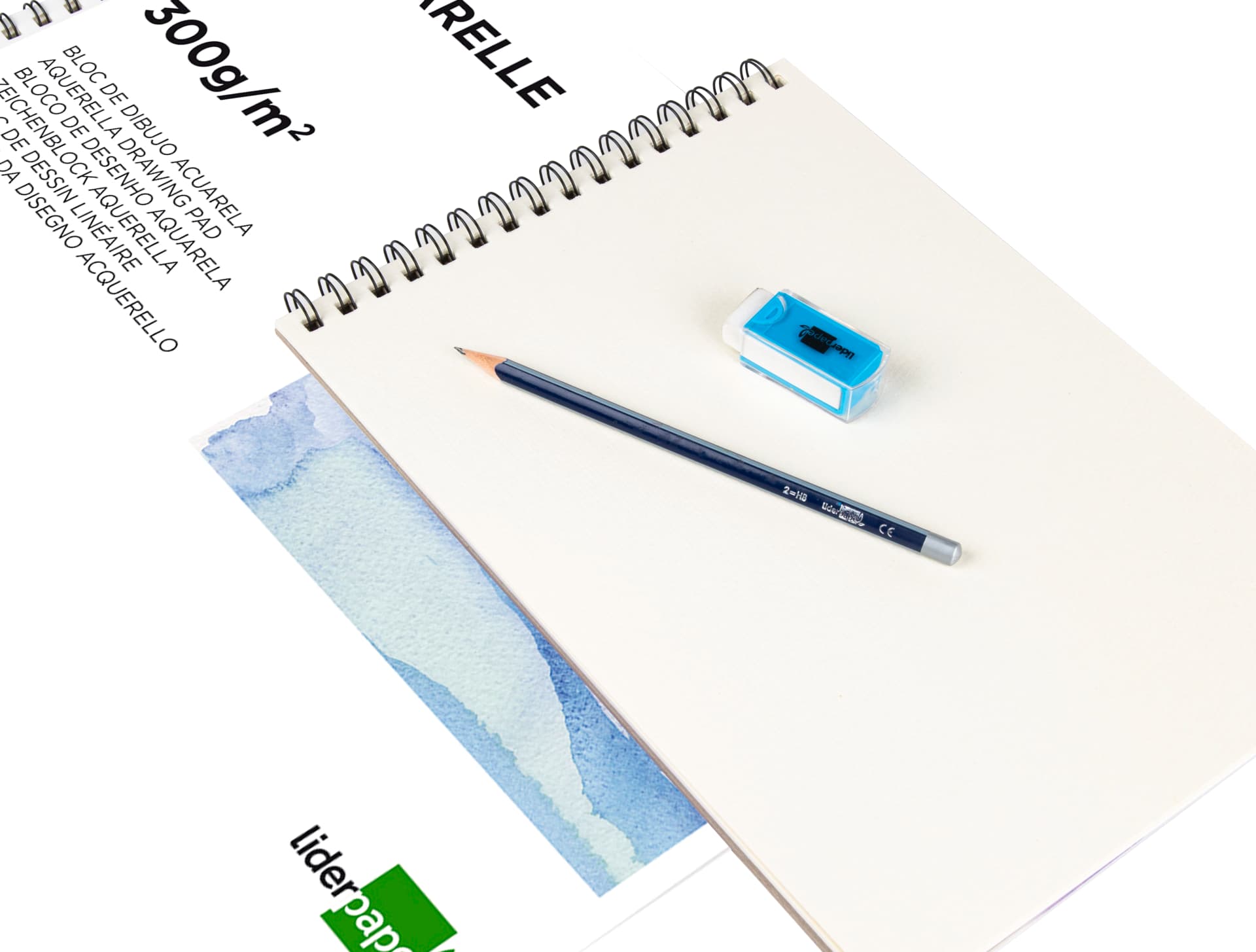 Bloc dibujo liderpapel acuarela espiral 297x210mm 10 hojas 300g/m2 sin recuadro