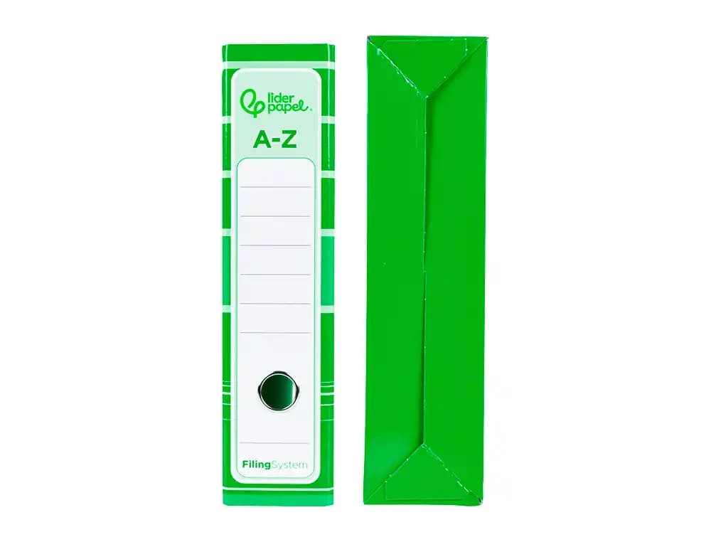 Archivador de palanca Liderpapel Filing System A4 de cartón forrado con caja, sin rado, lomo de 80 mm y compresor metálico – Verde