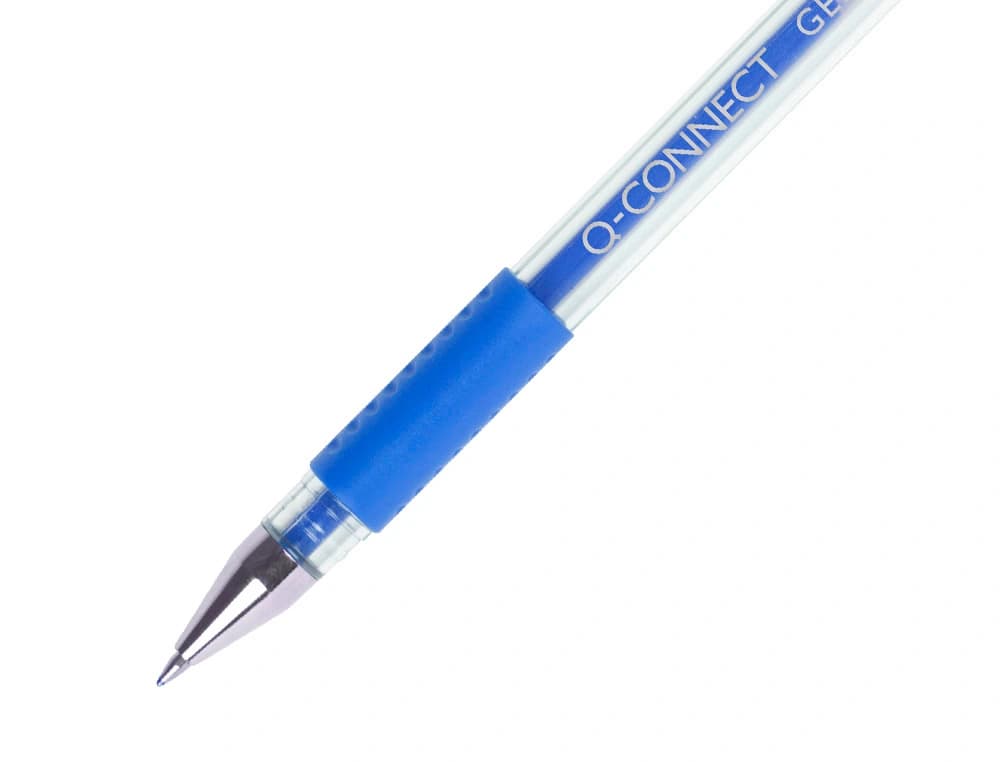 Bolígrafo de tinta gel Q-Connect con sujeción de caucho, 0,7 mm – Azul