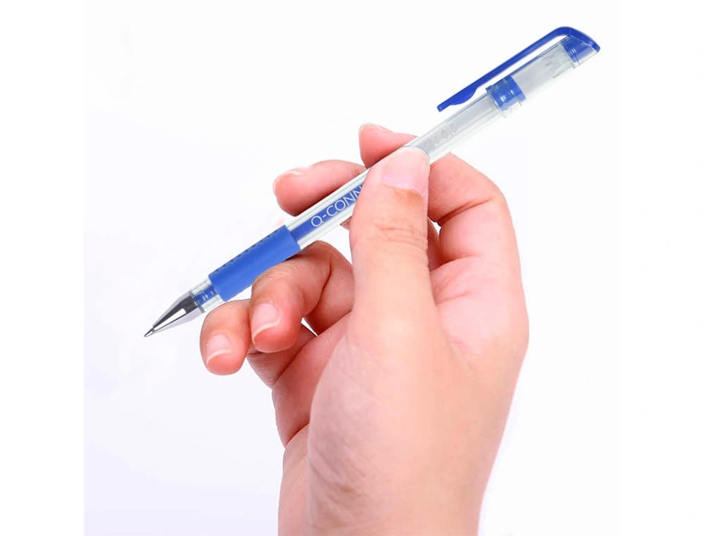 Bolígrafo de tinta gel Q-Connect con sujeción de caucho, 0,7 mm – Azul