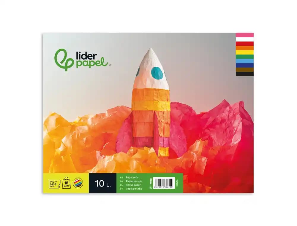 Bloc trabajos manuales liderpapel seda 240x315mm 10 hojas colores surtidos