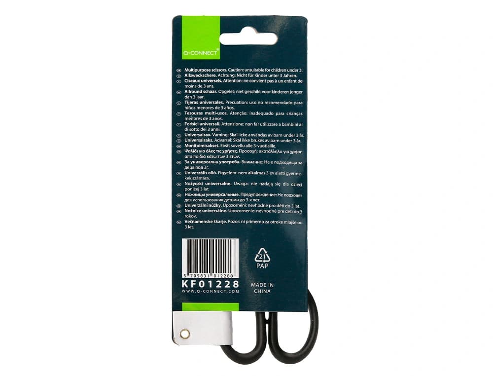 Tijera oficina q-connect inoxidable 7\" 17 cm en blister