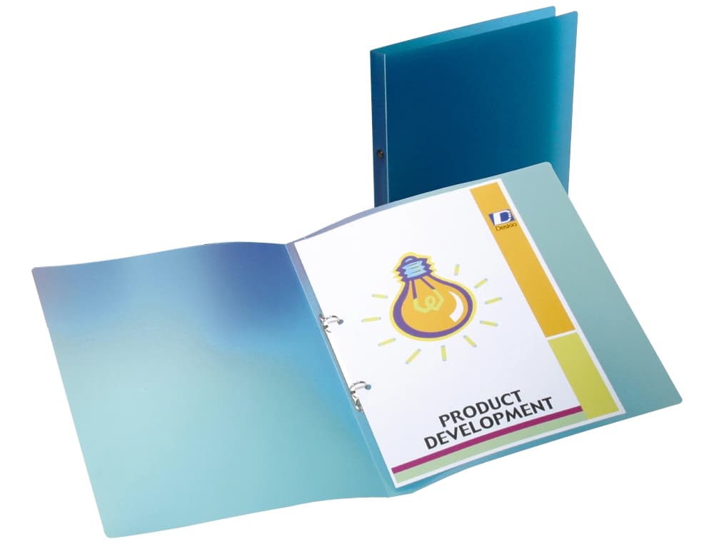 Carpeta Liderpapel A4 de polipropileno translúcido con 2 anillas redondas de 15 mm – Azul