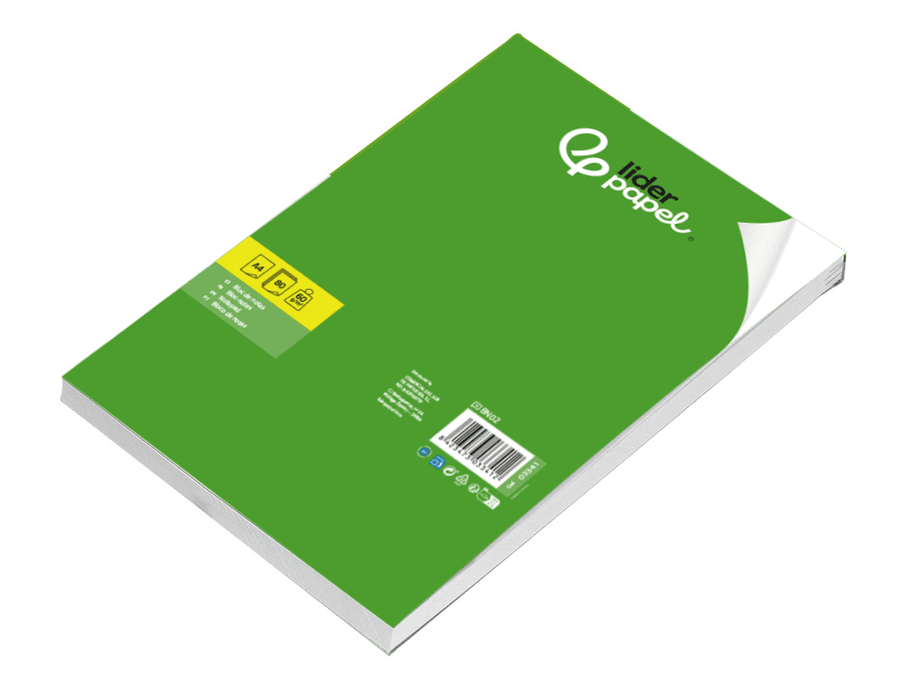 Bloc notas liderpapel liso a4 80 hojas 60g/m2