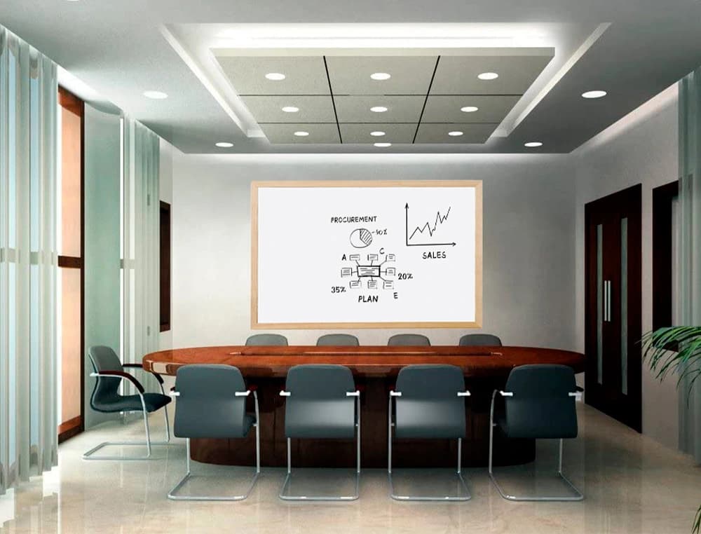Pizarra blanca q-connect laminada marco de madera 120x90 cm