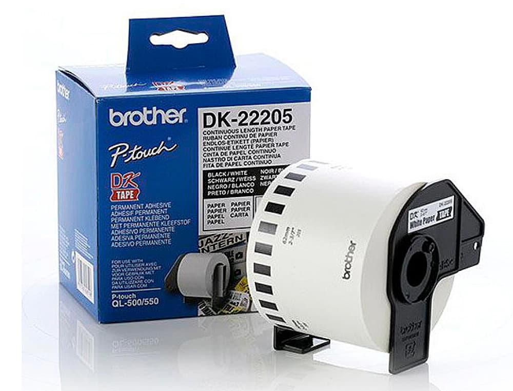 Cinta de papel continuo brother dk-22205 para impresoras de etiquetas ql