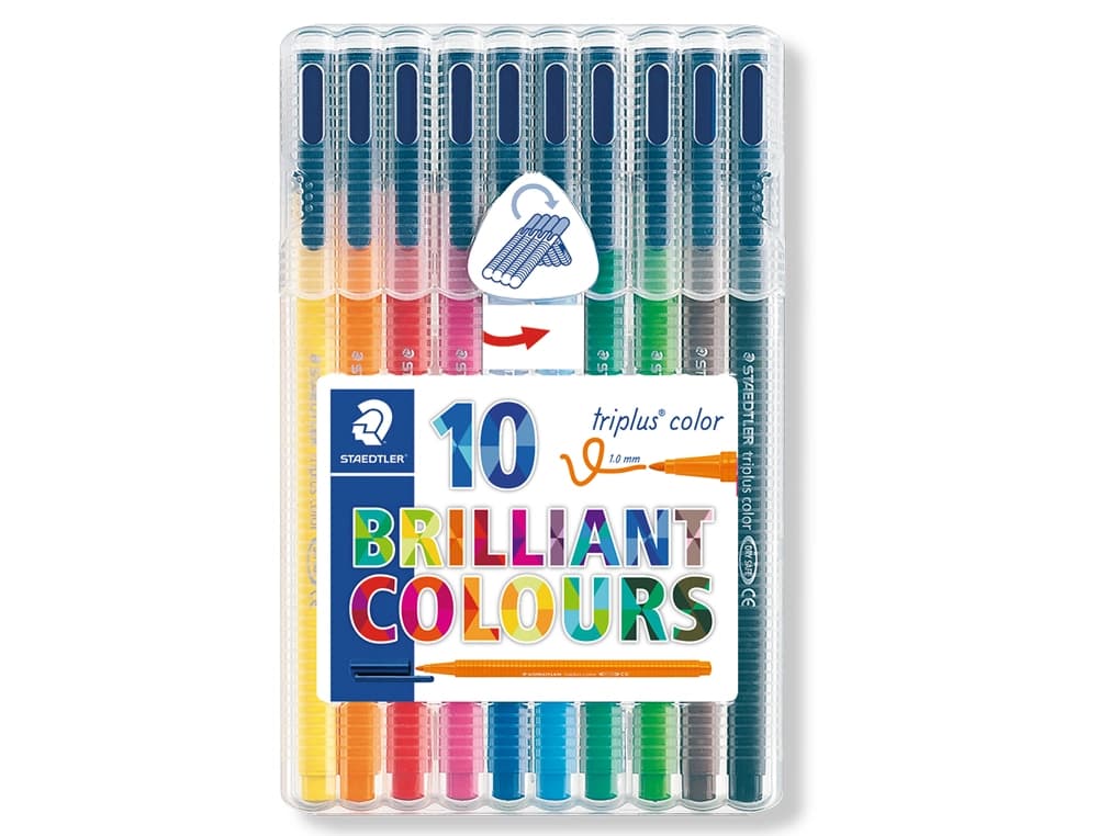 Rotulador staedtler triplus color 323 estuche de 10 unidades colores surtidos