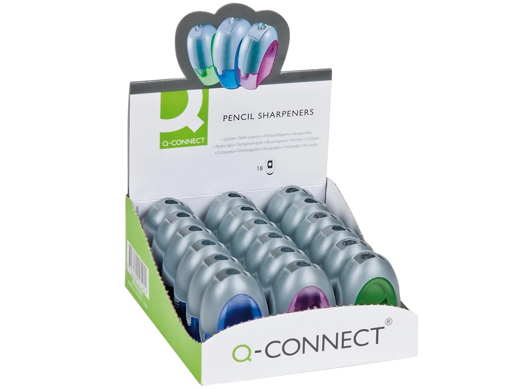 Sacapuntas q-connect metalico 2 usos con deposito