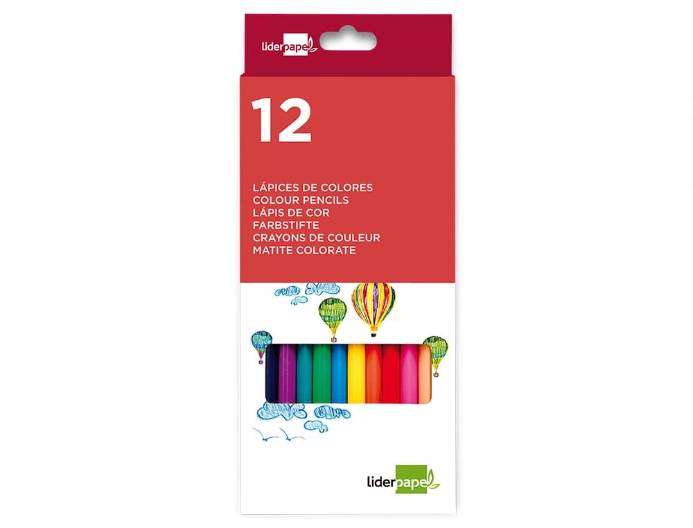 Lapices de colores liderpapel caja de 12 unidades colores surtidos