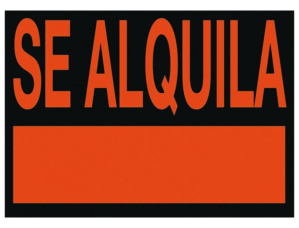 Cartel plastico archivo 2000 \"se alquila\" rojo fluorescente 700x500 mm