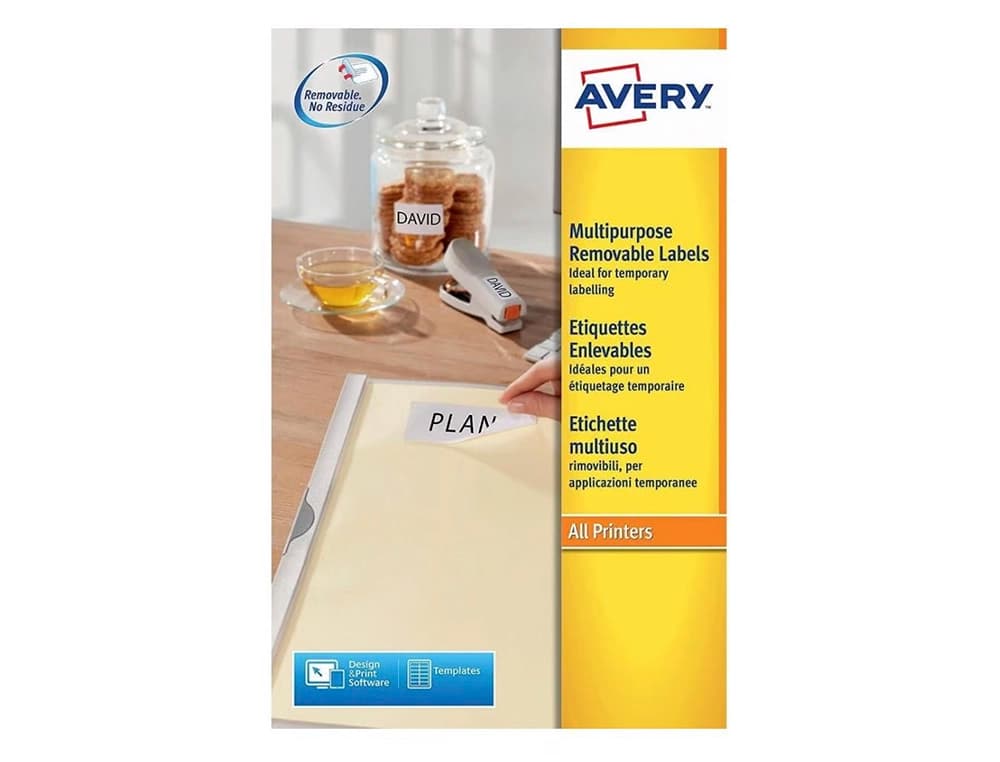 Etiqueta adhesiva avery removible tamaño 25,4x10 mm caja de 4725 unidades