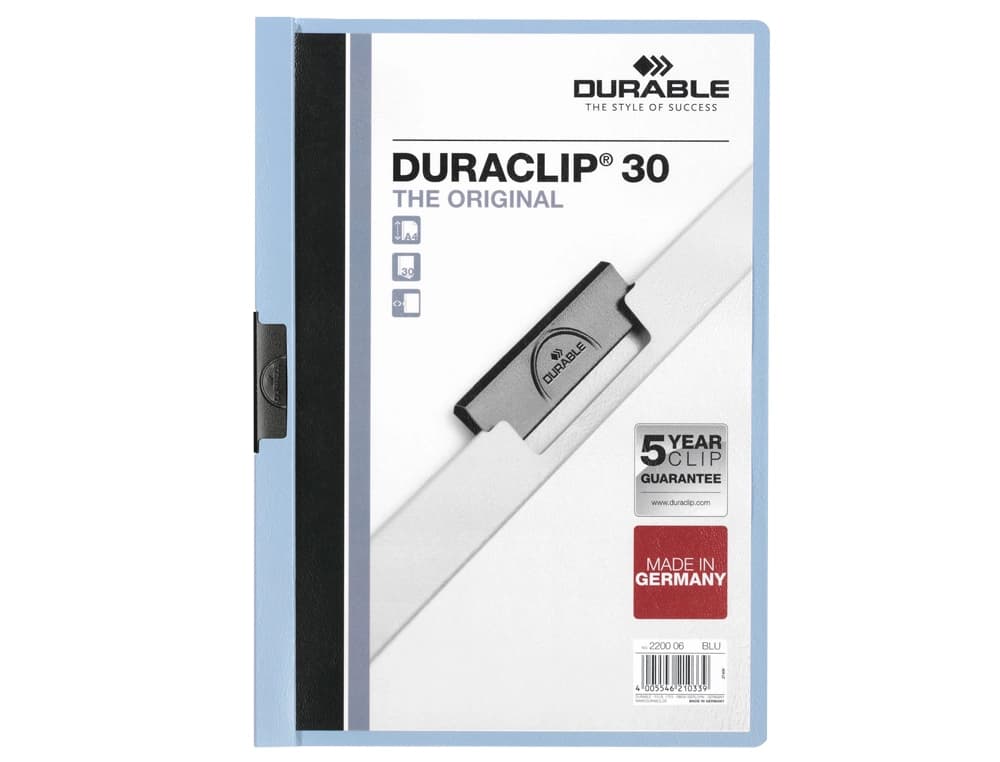 Carpeta duraclip dossier pinza lateral capacidad 30 hojas