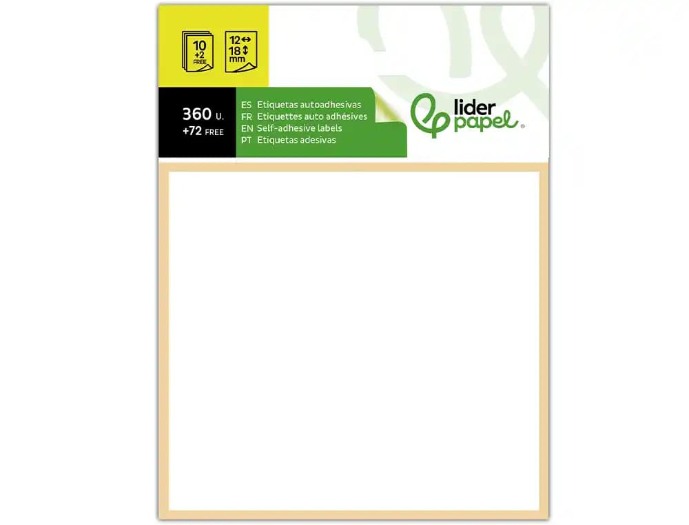 Etiquetas liderpapel sobre de 10 h. + 2 h. obsequio 12x18 mm -36 unidades por hoja