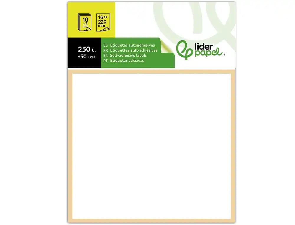 Etiquetas liderpapel sobre de 10 h. + 2 h. obsequio 16x22 mm -25 unidades por hoja