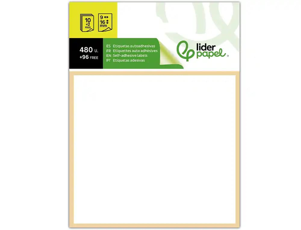 Etiquetas liderpapel sobre de 10 h. + 2 h. obsequio 9x16 mm -48 unidades por hoja
