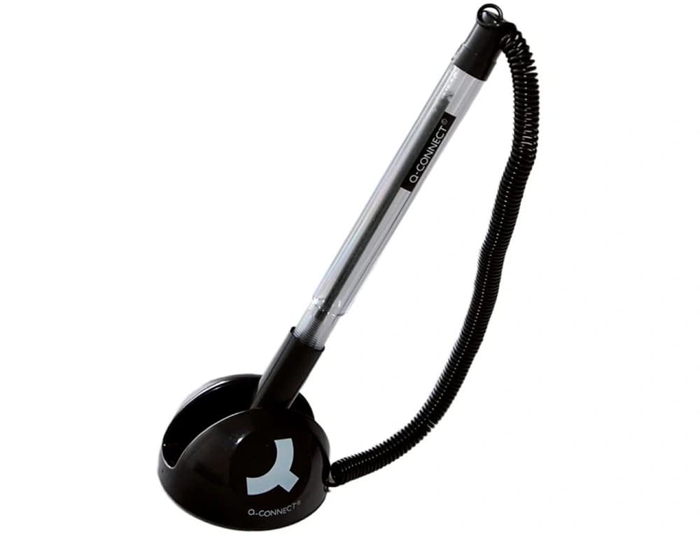 Boligrafo extensible q-connect con cadena plastico y soporte adhesivo