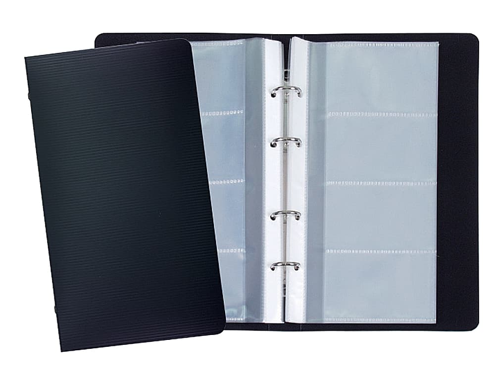 Tarjetero liderpapel 4 anillas 15 fundas de 4 departamentos 265x145 mm