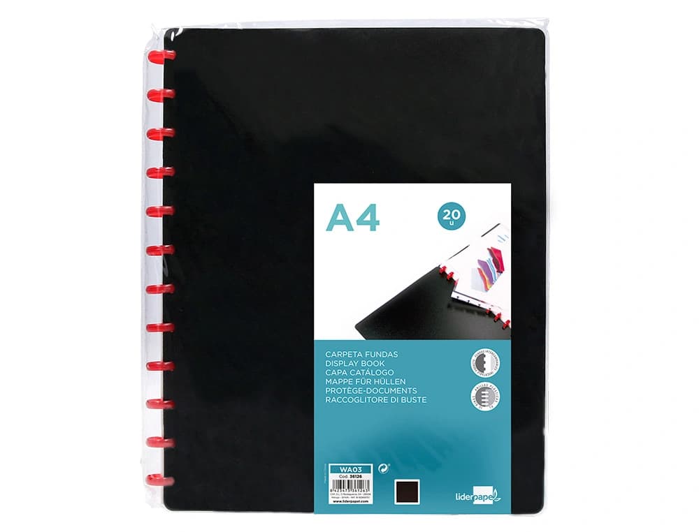 Carpeta liderpapel escaparate 20 fundas polipropileno din a4 opaco