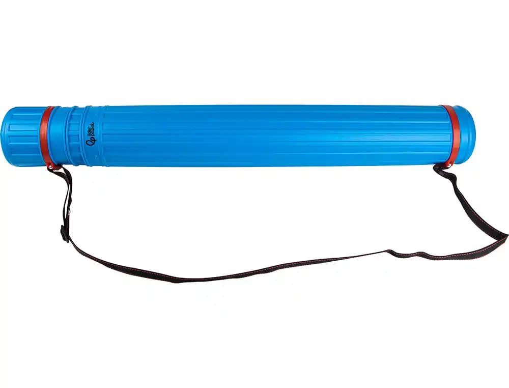 Portaplanos Liderpapel de plástico de 9 cm de diámetro, extensible hasta 125 cm, con cinta para colgar – Azul