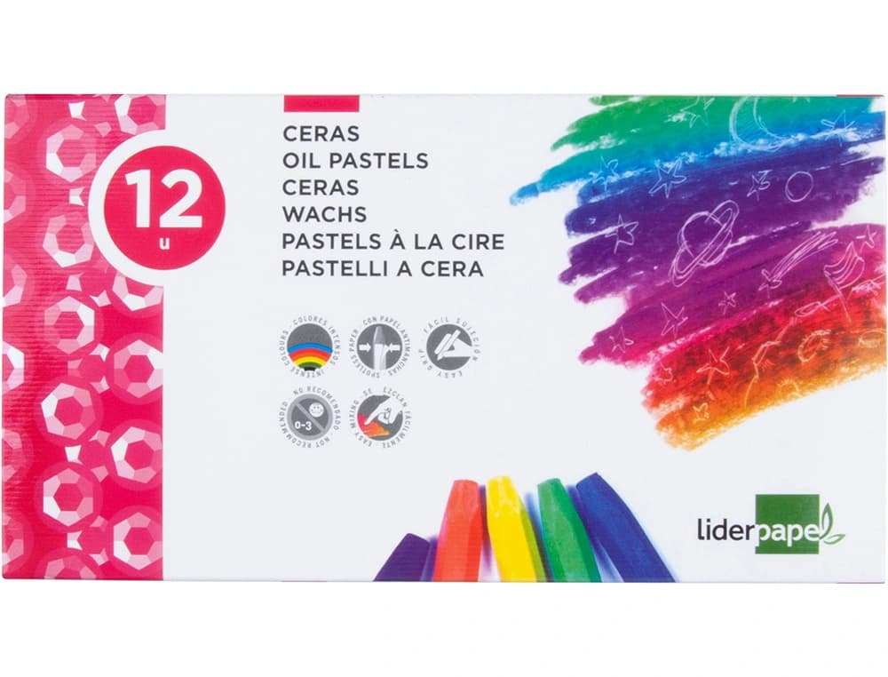 Lapices cera semi blanda lider papel caja de 12 unidades colores surtidos