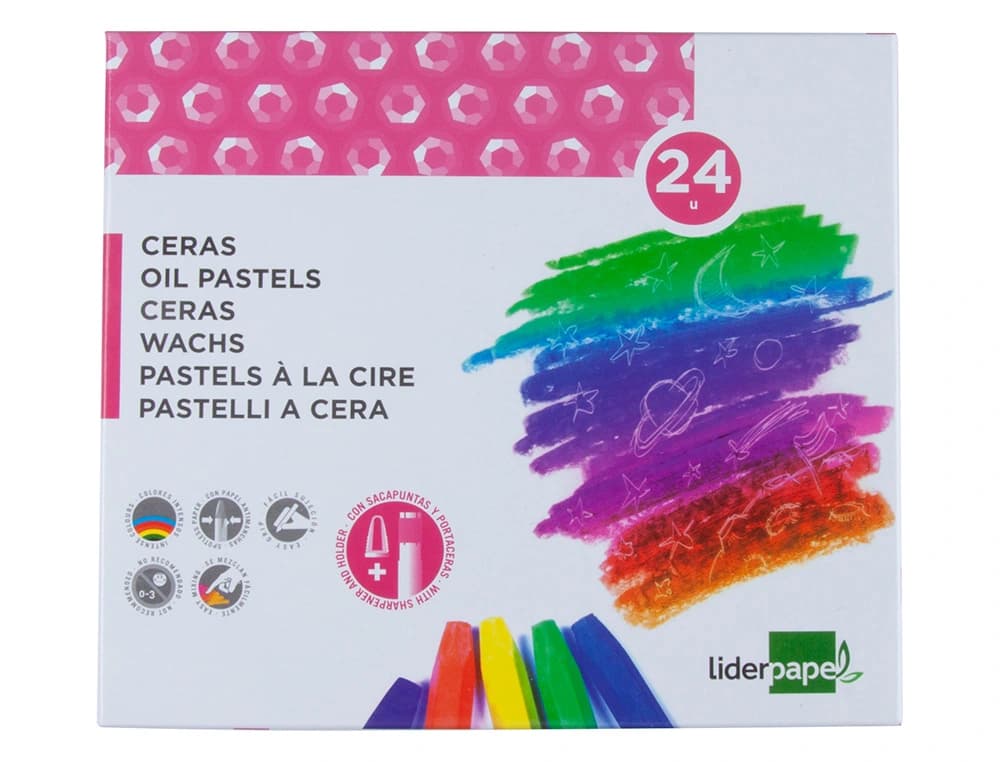 Lapices cera semi blanda lider papel caja de 24 unidades colores surtidos