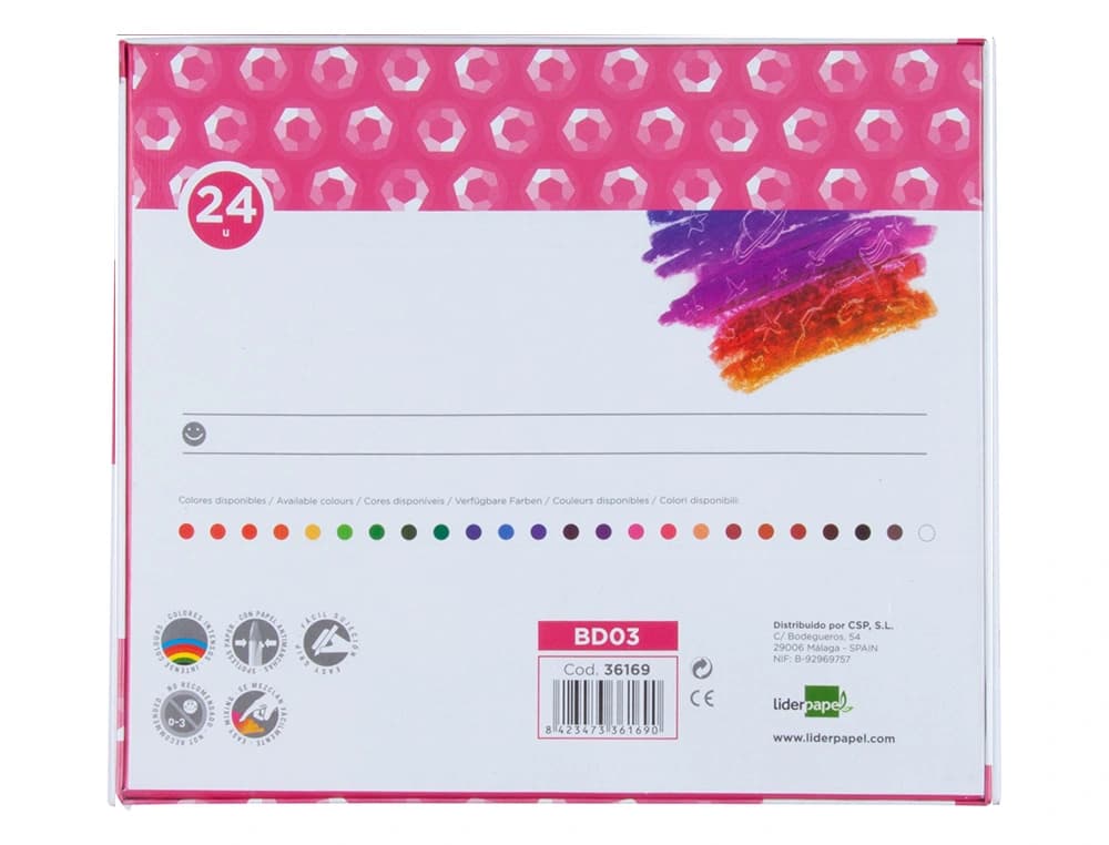 Lapices cera semi blanda lider papel caja de 24 unidades colores surtidos