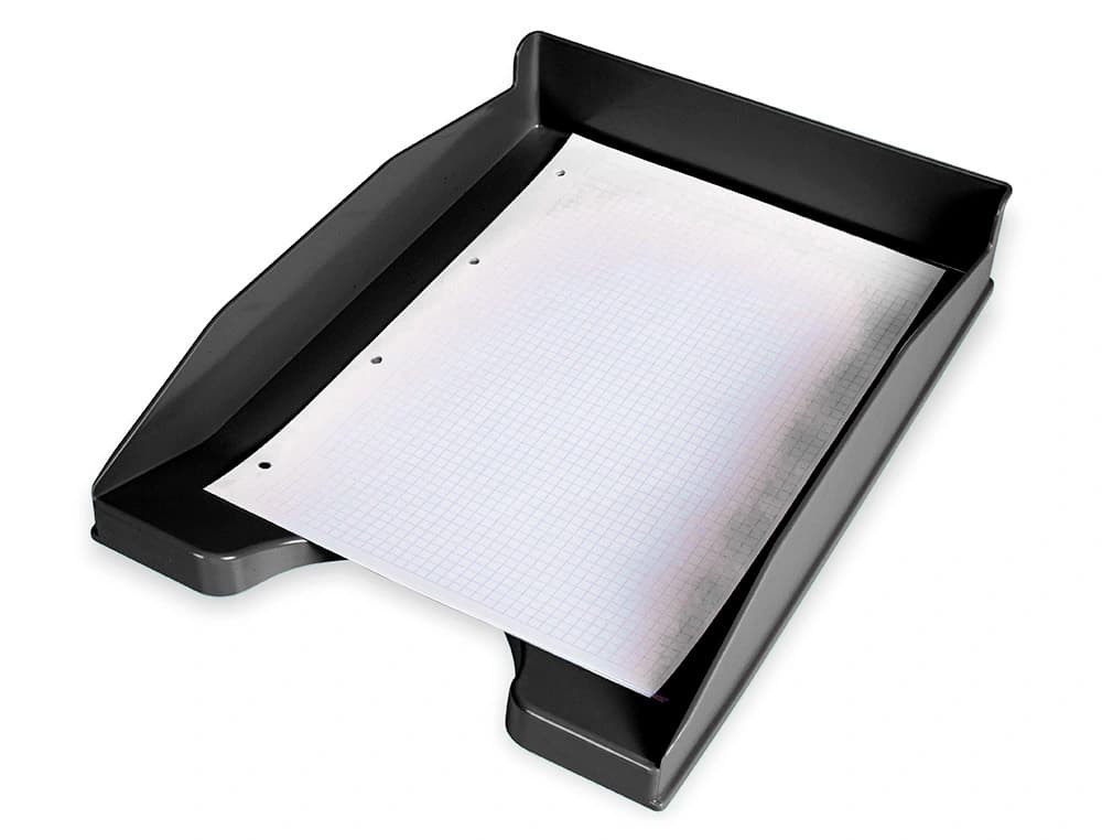 Bandeja de sobremesa Q-Connect de plástico con hendidura frontal, 240 × 70 × 340 mm – Negro