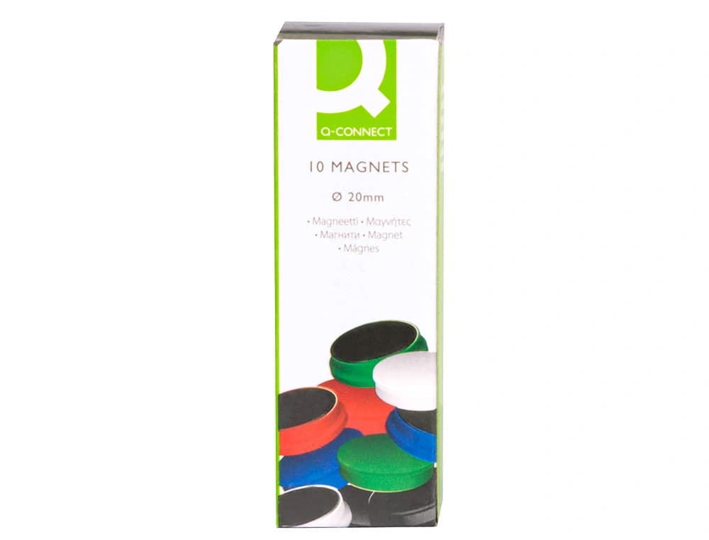 Imán de sujeción Q-Connect de 20 mm para pizarras magnéticas, caja de 10 unidades – Surtido