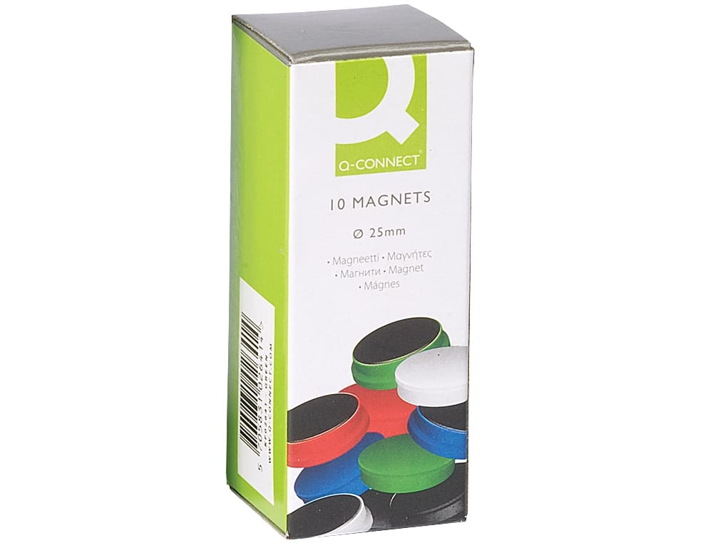 Imán de sujeción Q-Connect de 25 mm para pizarras magnéticas, caja de 10 unidades – Surtido