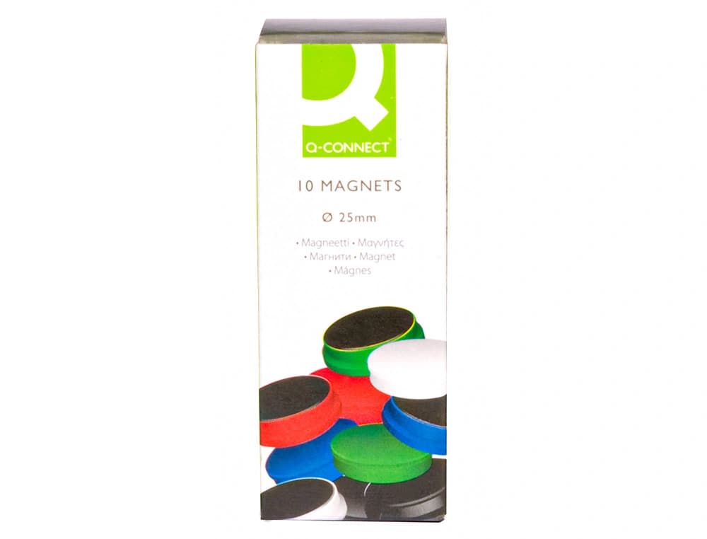 Imán de sujeción Q-Connect de 25 mm para pizarras magnéticas, caja de 10 unidades – Surtido