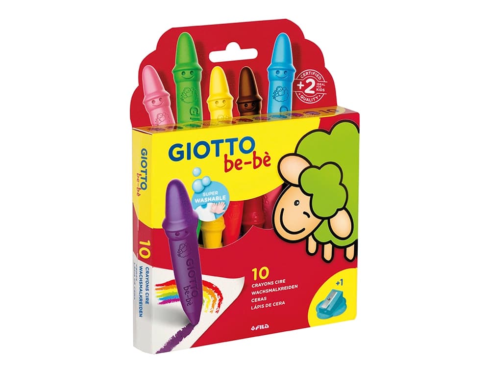Lapices cera giotto super bebe caja de 10 colores surtidos + sacapuntas