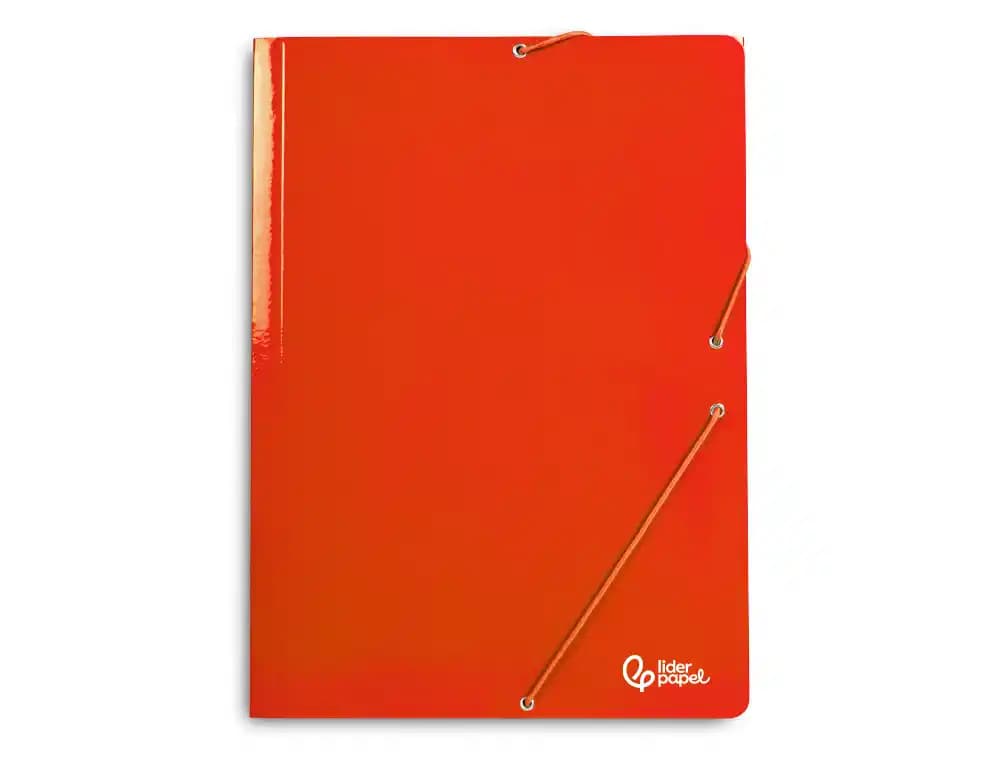 Carpeta liderpapel gomas tres solapas carton plastificado folio colores